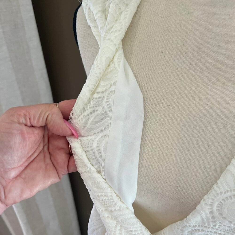 NWT Christopher & Banks Cream Lace Sleeveless Party Dress, Lined, Size 16 - Picture 4 of 16